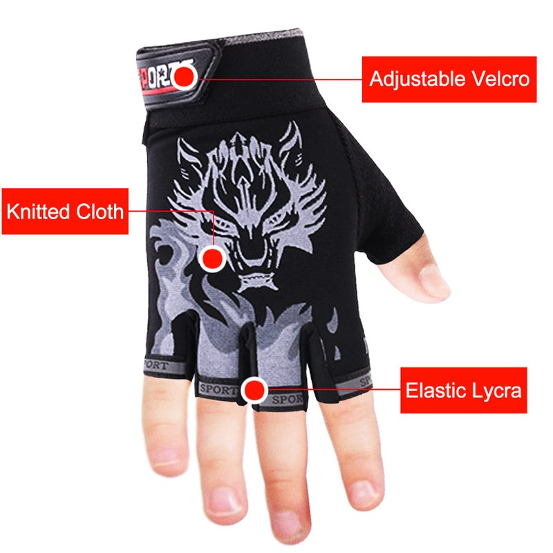 Luwint Kids Sport Gloves for Fishing Workout Cycling Training, 4-12 Yrs (Black) - Image 2